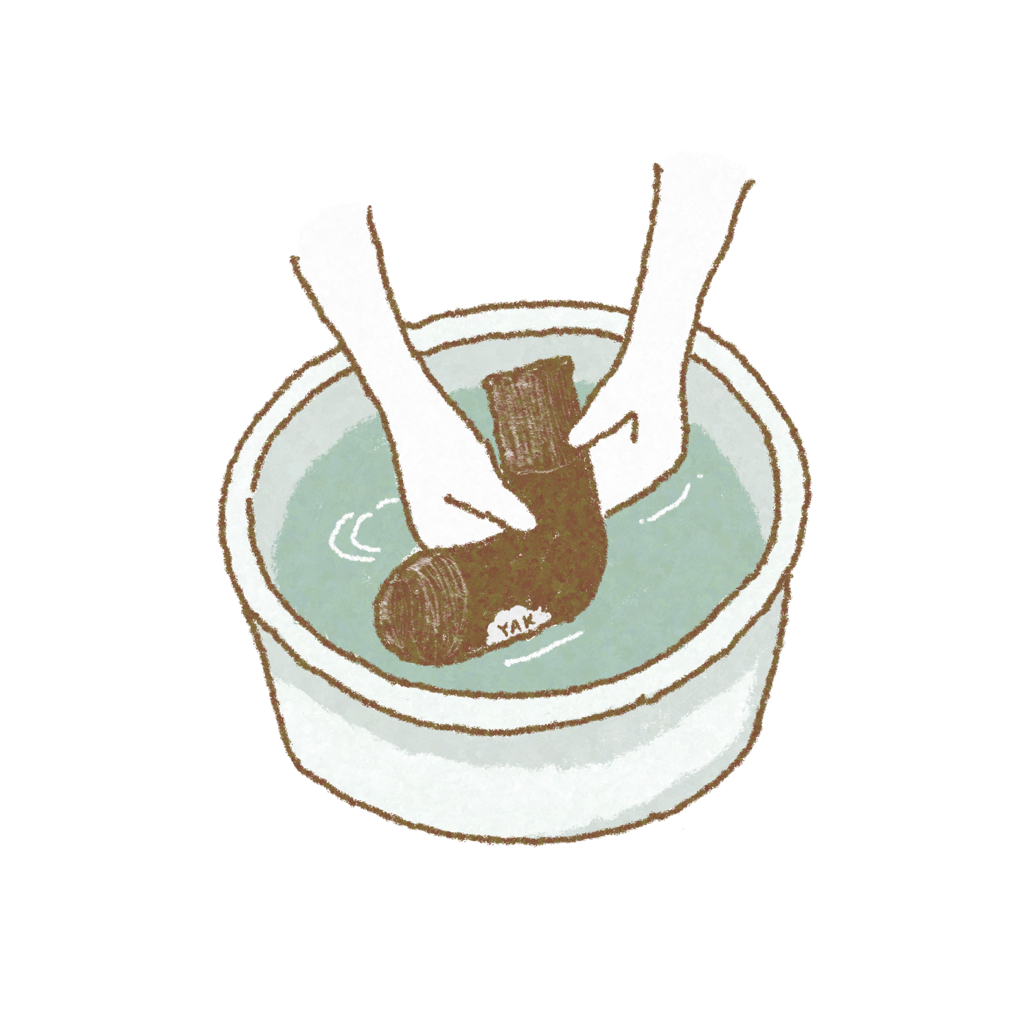 ヤクウールの靴下を手洗いするイラスト